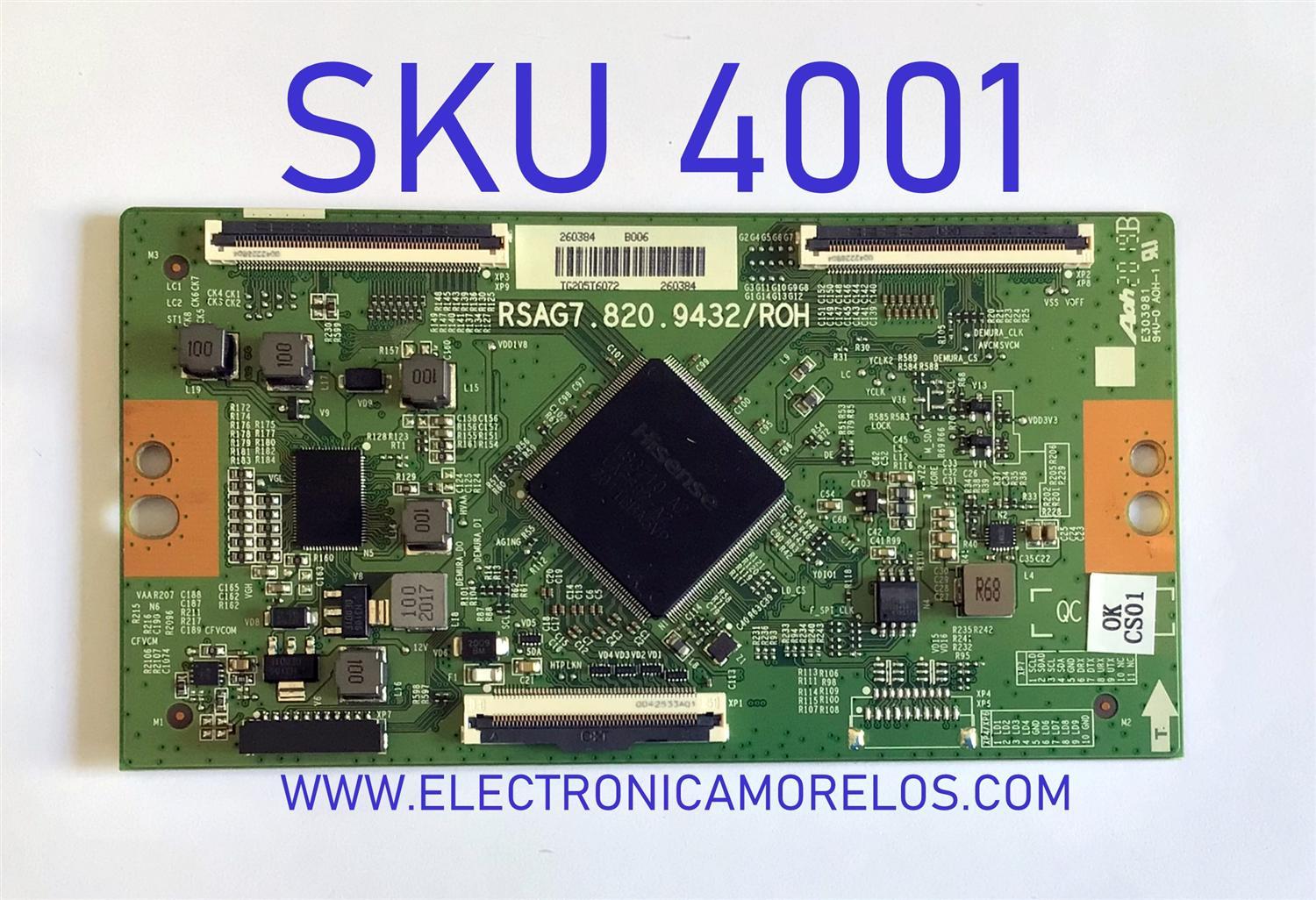 T-CON PARA TV HISENSE ULED / NUMERO DE PARTE 260384 / RSAG7.820.9432/ROH / E303981 / 260384 / PANEL HD750V6U81-TAL3K1\S0\FJ\FM\ROH / DISPLAY ST7461D01-6 VER.2.1 / MODELO 75H8G